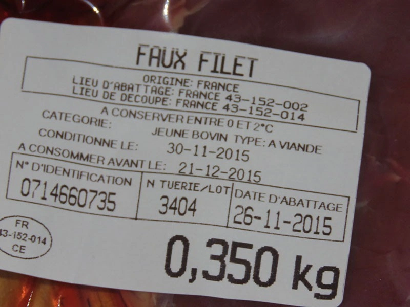 Détail étiquette viande